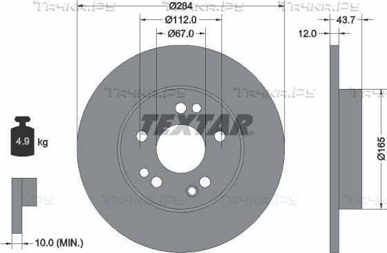 Тормозной диск Textar Pro передний для Mercedes-Benz E-Класс I (W124) 1993-1996. Артикул 92031803
