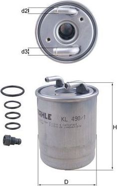 Топливный фильтр Mahle-Knecht. Артикул KL 490/1D