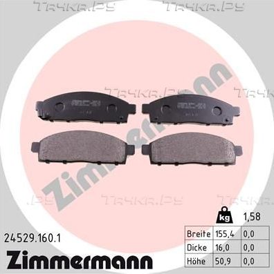 Тормозные колодки Zimmermann передние для Fiat Fullback I 2016-2026. Артикул 24529.160.1