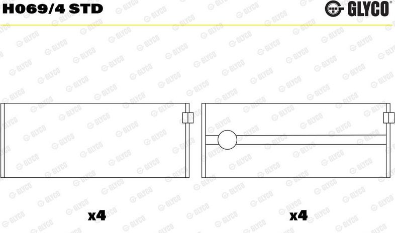 Вкладыши коренные Glyco для Mercedes-Benz E-Класс III (W211, S211) 2002-2009. Артикул H069/4 STD