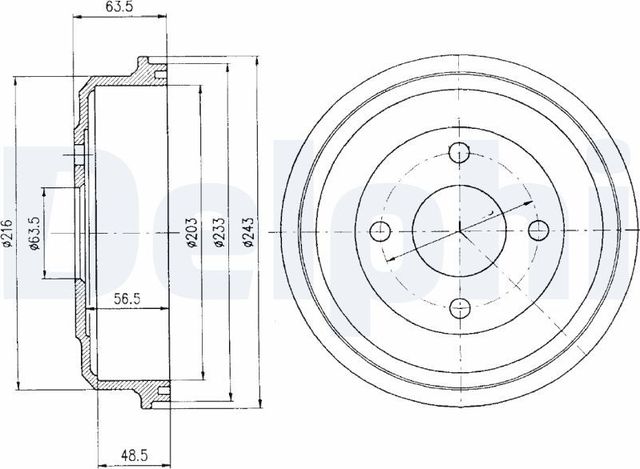 Тормозной барабан Delphi задний для Ford Mondeo I 1993-1996. Артикул BF369