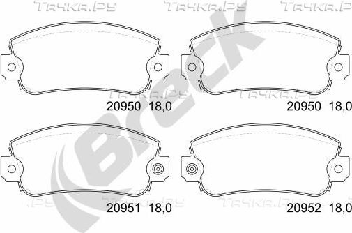 Тормозные колодки Breck передние для Fiat Ritmo I 1980-1988. Артикул 20950 00 702 10