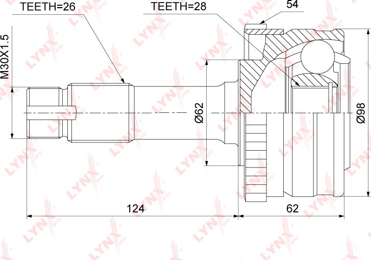 Шрус внутренний (граната) LYNXauto. Артикул CO-3891A