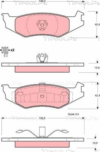 Тормозные колодки TRW задние для Chrysler Daytona 1990-1992. Артикул GDB4012