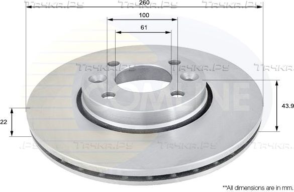 Тормозной диск Comline передний для Renault Logan II 2007-2026. Артикул ADC0266V