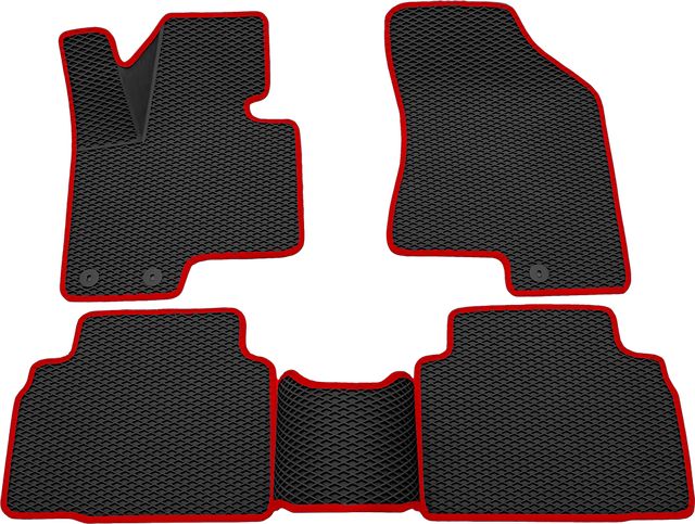 Коврики Rezkon 3D EVA Ромб резиновые для салона Hyundai ix35 I 2010-2015 Красный кант. Артикул 9220040104