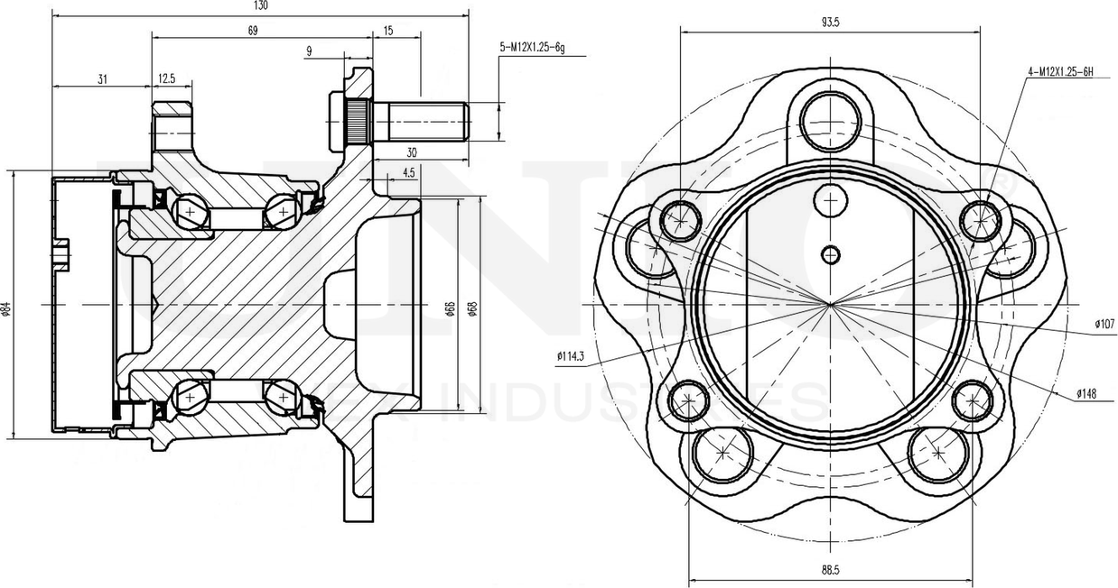 Ступица колеса с интегрированным подшипником (Unio). Артикул HUB-20042