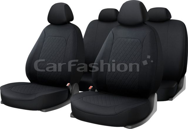 Чехлы универсальные CarFashion Cross на сидения авто, цвет Черный/Черный/Черный. Артикул 10127