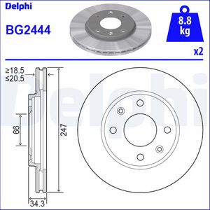 Тормозной диск Delphi передний для Citroen Saxo 1996-2004. Артикул BG2444