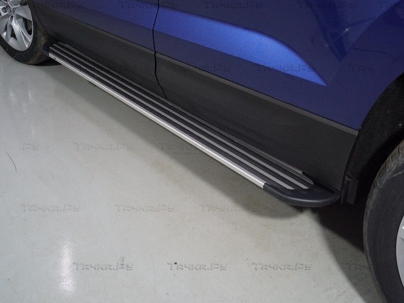 Пороги алюминиевые ТСС Slim Line Silver 1780 мм Skoda Karoq 2020-2026. Артикул SKOKAR20-28S