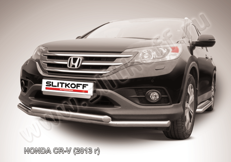 Защита Slitkoff переднего бампера d57/57 двойная для Honda CR-V IV до рестайлинга (2L) 2012-2015. Артикул HCRV13-003