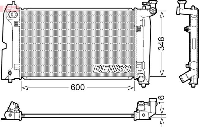 Радиатор охлаждения двигателя Denso для Toyota Corolla E120, E130 2001-2008. Артикул DRM50110