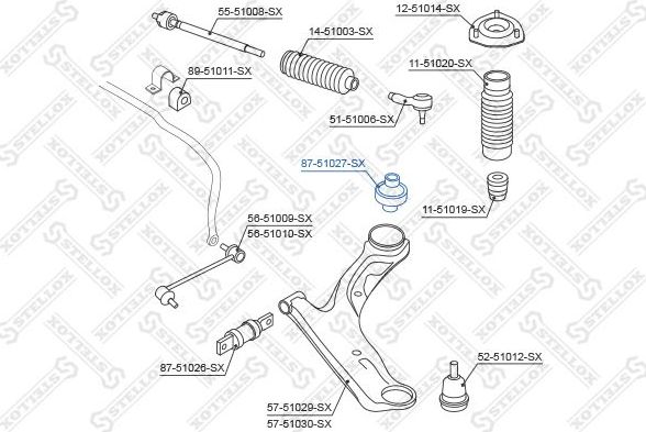 Сайлентблок переднего рычага подвески Stellox. Артикул 87-51027-SX