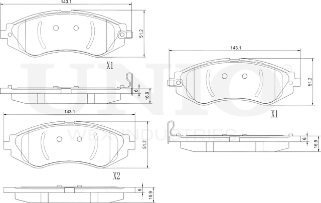 Колодки тормозные дисковые, комплект (Unio). Артикул BRP-20146