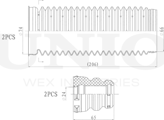 Отбойник и пыльник амортизатора, комплект (Unio). Артикул DUC-50039