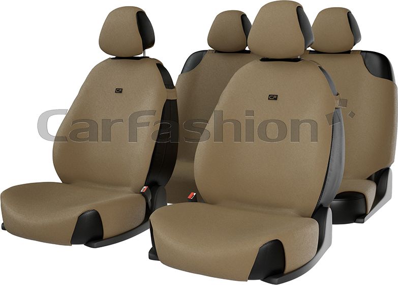 Накидки универсальные CarFashion Forum для авто, цвет Бежевый/LOGO черный. Артикул 22021