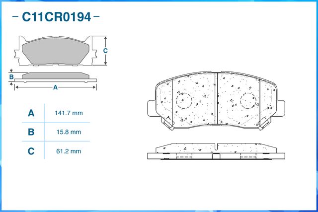 Колодки тормозные передние (Low Metallic) (Cworks). Артикул C11CR0194