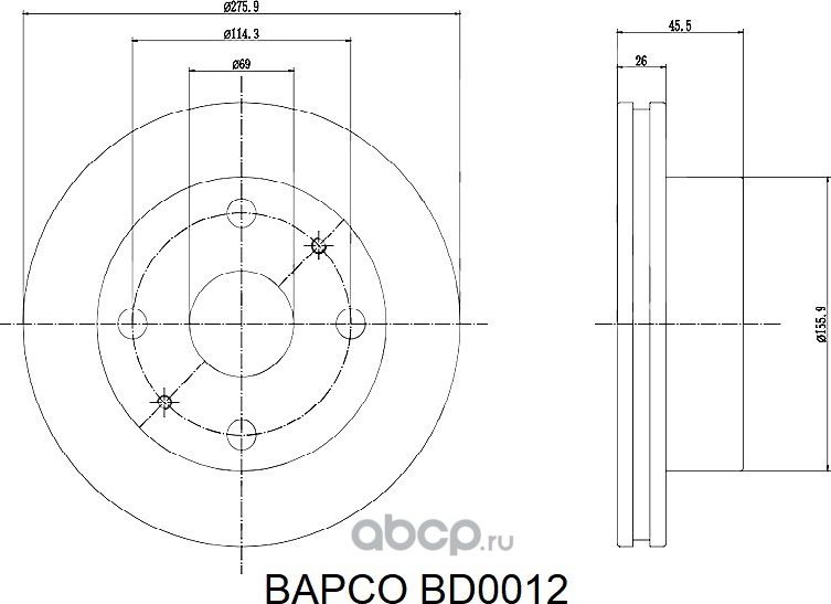 Тормозные диски BD0012, (Bapco). Артикул BD0012
