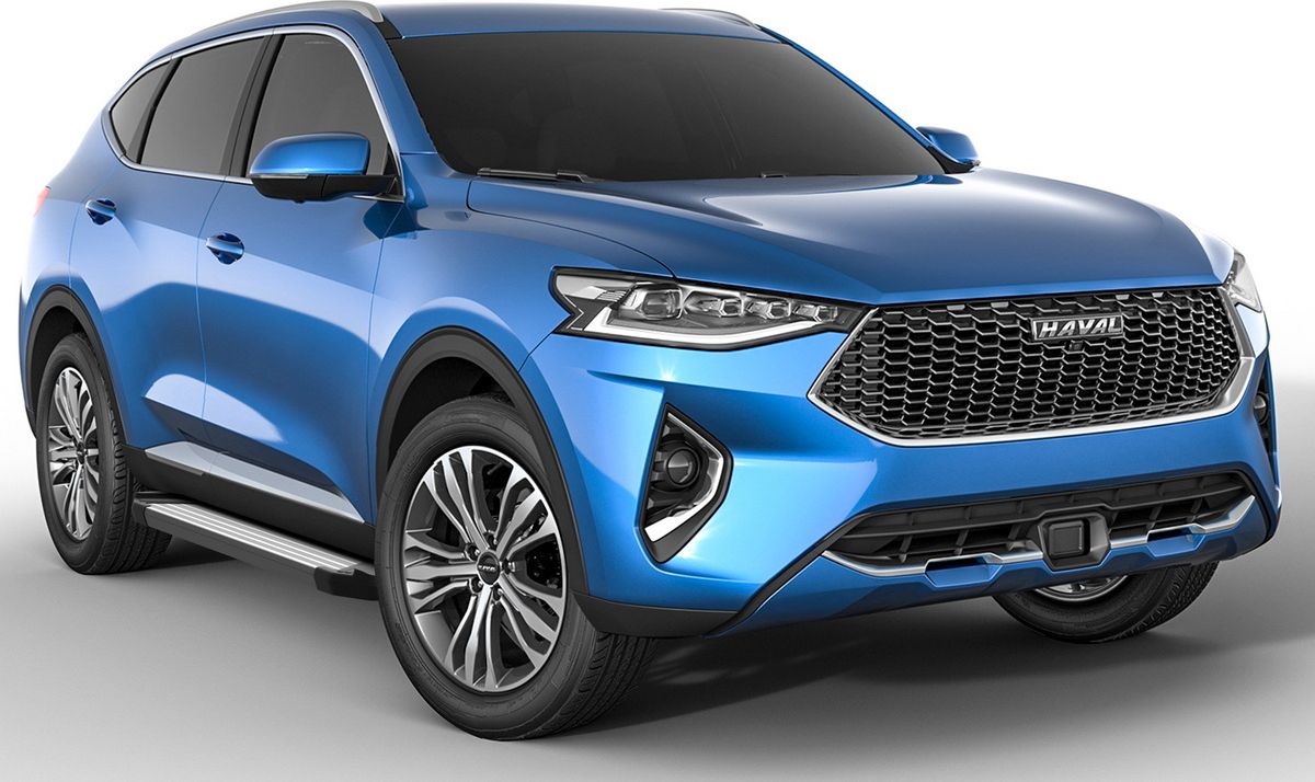 Пороги алюминиевые Rival Silver для Haval F7x 2019-2026. Артикул F180AL.9403.1