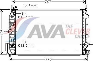 Радиатор охлаждения двигателя AVA для Saab 9-3 II 2004-2015. Артикул OLA2388