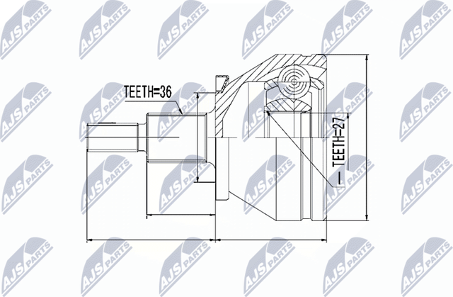 Шрус внутренний (граната) NTY. Артикул NPZ-VW-036