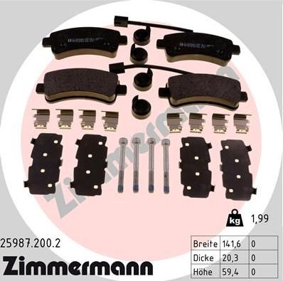 Тормозные колодки Zimmermann. Артикул 25987.200.2