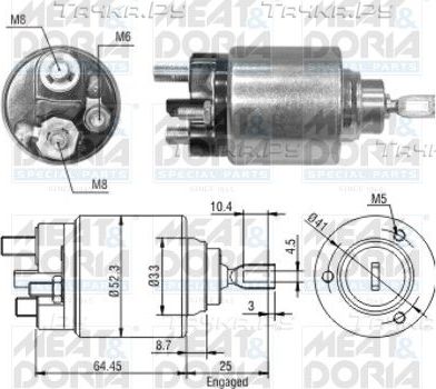 Втягивающее реле стартера Meat & Doria для Ford Focus II 2004-2012. Артикул 46043