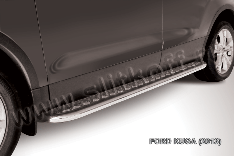 Пороги Slitkoff труба d57 с листом для Ford Kuga II 2013-2016. Артикул FKG13-007