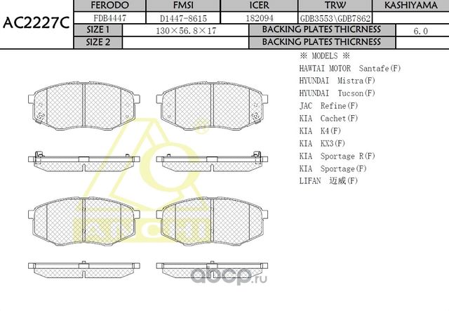 Тормозные колодки ANCHI AC2227C Anchi. Артикул AC2227C