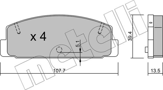 Тормозные колодки Metelli задние для Mazda 323 IV (BG) 1993-1994. Артикул 22-0302-0