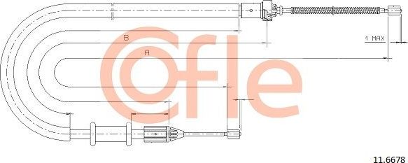 Трос ручника (тросик ручного тормоза) Cofle. Артикул 92.11.6678