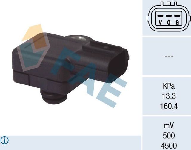 Датчик абсолютного давления (ДАД, MAP) FAE для Honda Stream I 2001-2006. Артикул 15078
