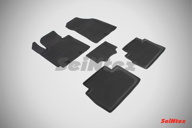 Коврики резиновые Seintex с высоким бортиком для салона Kia Soul II 2013-2019. Артикул 85654
