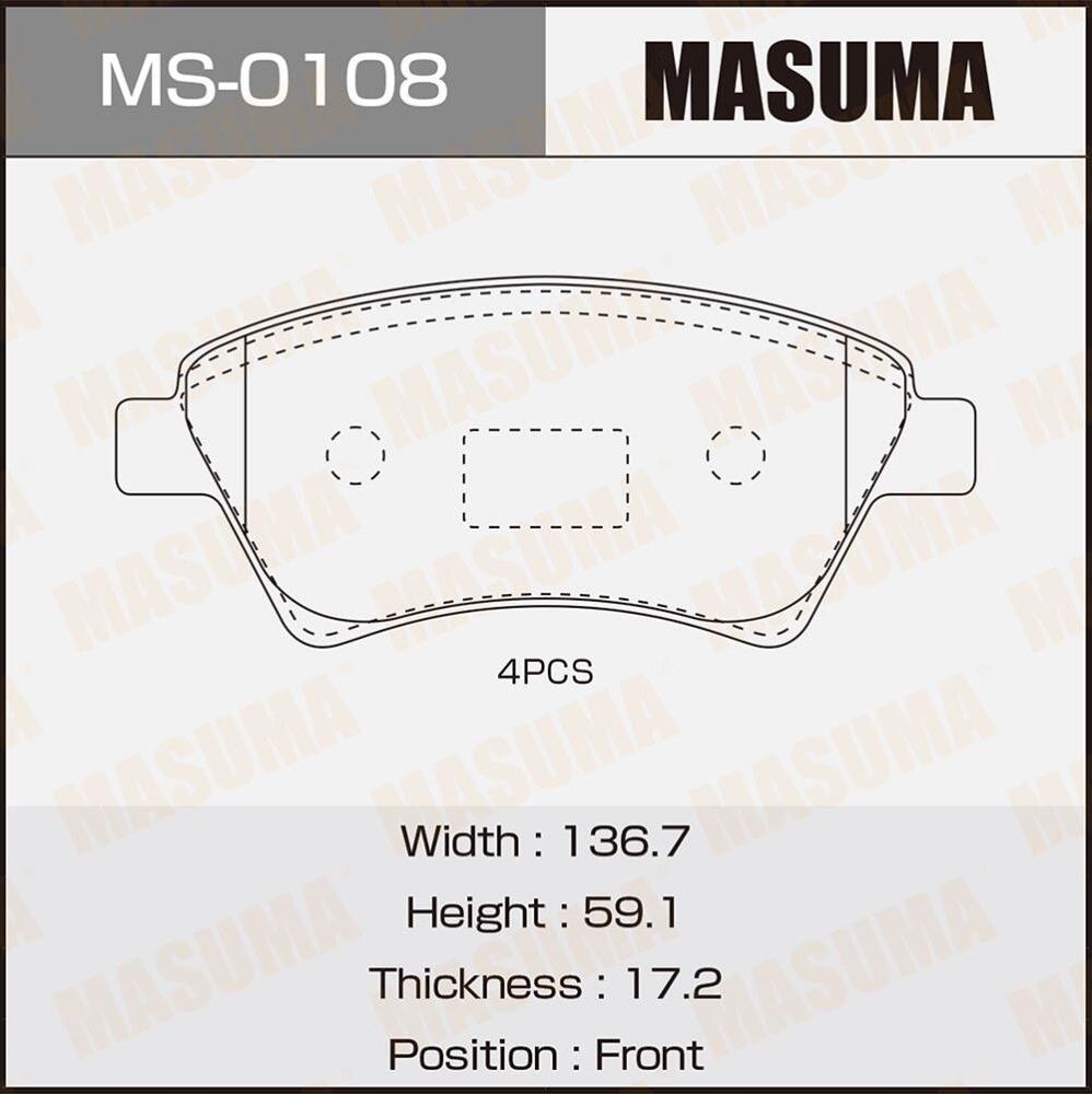 Тормозные колодки Masuma. Артикул MS-0108