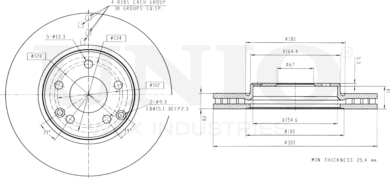 Диск тормозной (Unio). Артикул BRD-20298