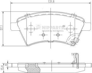 Тормозные колодки Nipparts передние для Fiat Sedici 2006-2014. Артикул J3608028