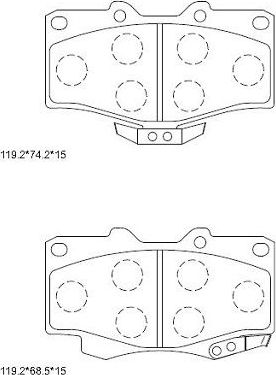 Тормозные колодки Asimco передние для Toyota Hilux VI 1997-2005. Артикул KD2203