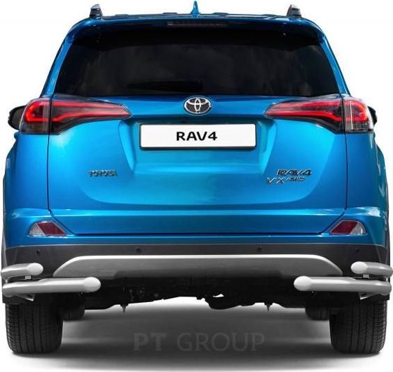 Защита PT Group заднего бампера двойная угловая d63/51 для Toyota RAV4 IV рестайлинг 2015-2019. Артикул TRV220101