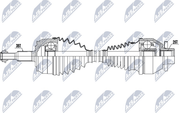 Полуось (привод в сборе, приводной вал) NTY. Артикул NPW-VW-046