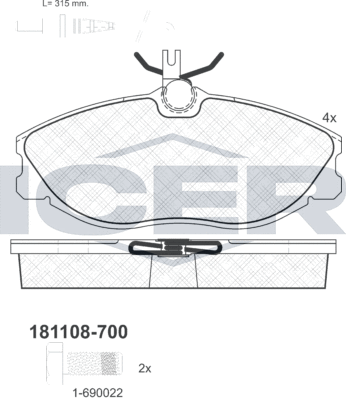 Тормозные колодки Icer. Артикул 181108-700