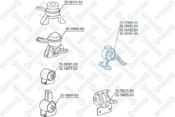 Подушка (опора) двигателя Stellox задняя для Toyota Nadia 1998-2001. Артикул 25-17998-SX