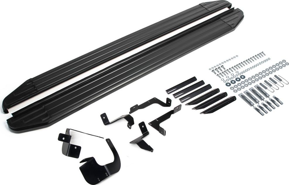 Пороги алюминиевые Rival Premium-Black для Chevrolet Equinox III поколение рестайлинг 2020-2026. Артикул A173ALB.1003.1