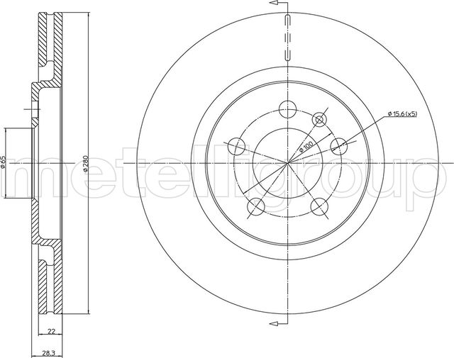 Тормозной диск Metelli передний для SEAT Toledo I 1993-1999. Артикул 23-0242