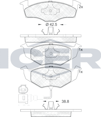 Тормозные колодки Icer. Артикул 181590