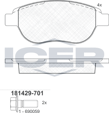 Тормозные колодки Icer. Артикул 181429-701