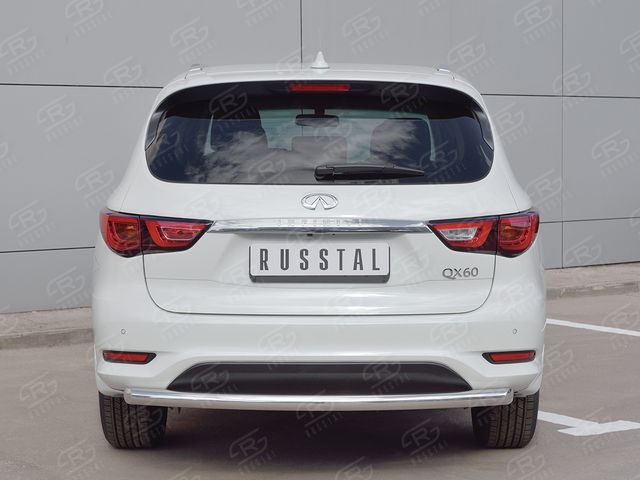 Защита RusStal заднего бампера d63 (дуга) для Infiniti QX60 2016-2026. Артикул IQXZ-002686