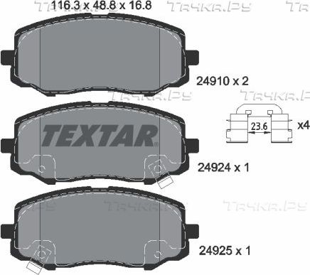 Тормозные колодки Textar Q+ передние для Hyundai i20 II 2014-2026. Артикул 2491001