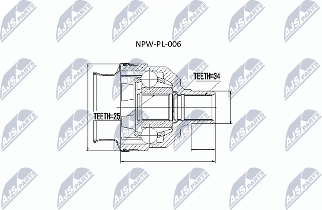 Шрус внутренний (граната) NTY. Артикул NPW-PL-006
