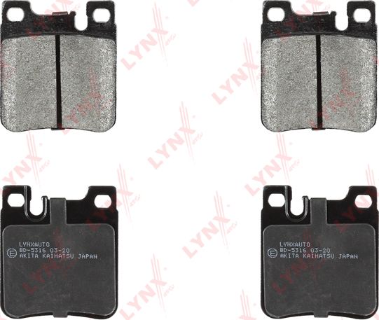 Тормозные колодки LYNXauto задние для Chrysler Crossfire 2004-2007. Артикул BD-5316