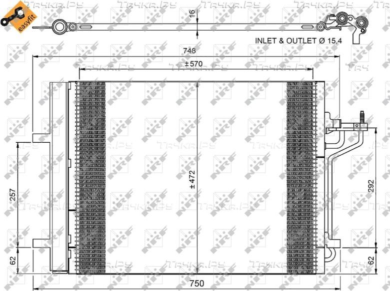 Радиатор кондиционера (конденсатор) NRF (алюминий). Артикул 350052